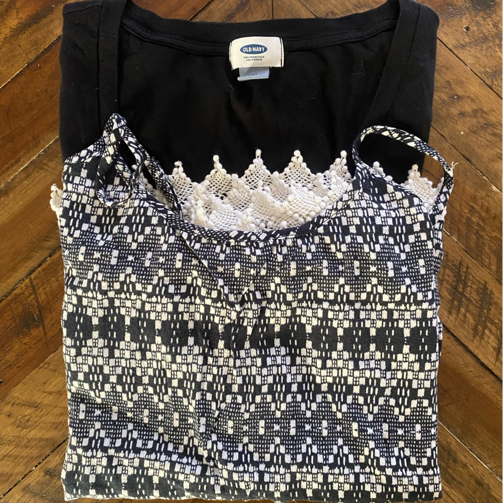 Mossimo Supply Co. Black and White Patterned Camisole,Old Navy black top - Picture 13 of 13